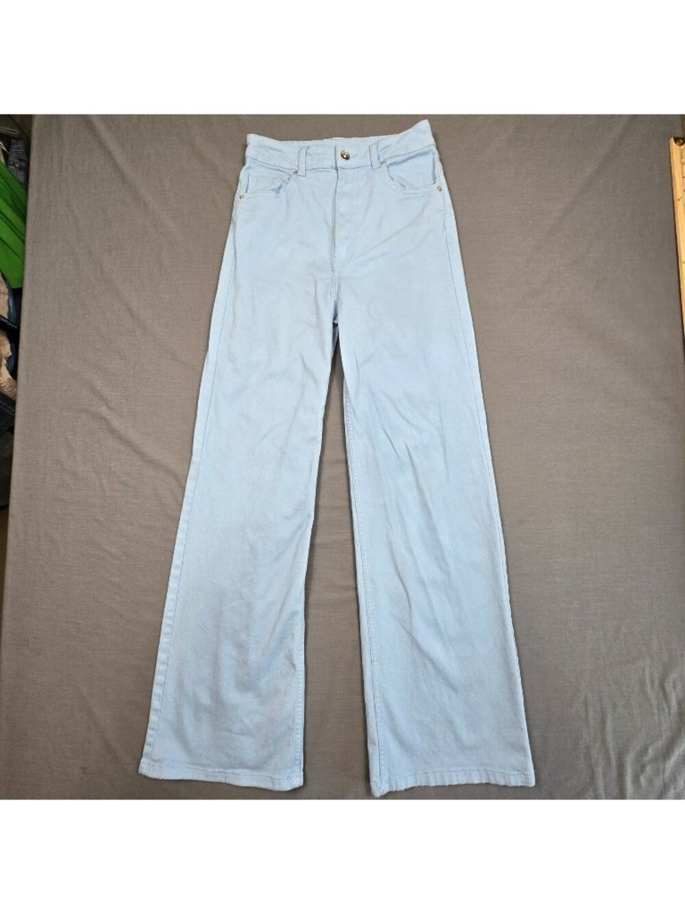 H&M Divided Womens US 4 Wide Leg Pants Light Blue Cotton Blend Casual